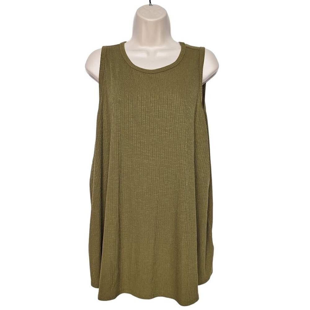 Old Navy Luxe Hi Neck Tank Top Women's Green Arboretum 2X - Picture 2 of 6